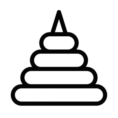 Minimalist oyuncak piramit ikon vektör çizimi. Çocuk ürünleri ve eğitim malzemeleri için mükemmel. Düzenlenebilir vuruş