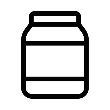 Basit siyah beyaz bir dizaynda bir kavanoz simgesinin vektör çizimi. Düzenlenebilir vuruş