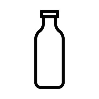 Basit siyah beyaz bir dizaynda bir şişe ikonunun vektör çizimi. Düzenlenebilir vuruş