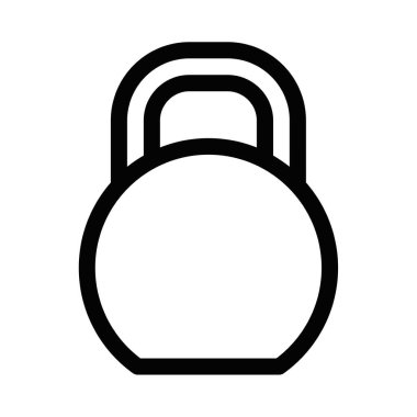 Basit siyah beyaz bir dizaynda bir kettlebell ikonunun vektör çizimi. Düzenlenebilir vuruş