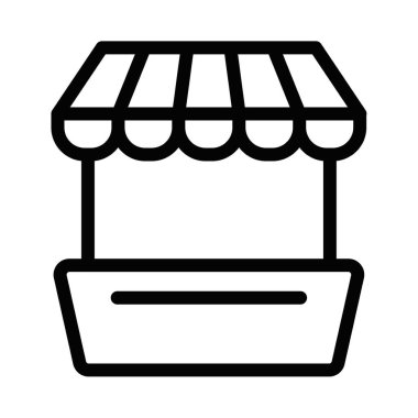 Basit bir siyah-beyaz tasarımı olan bir mağaza simgesinin vektör çizimi. Düzenlenebilir vuruş