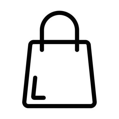 Basit bir siyah-beyaz tasarımı olan bir alışveriş poşeti ikonunun vektör çizimi. Düzenlenebilir vuruş