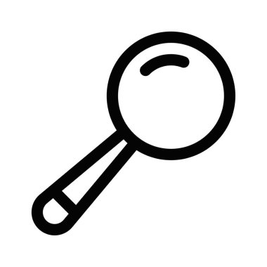 Basit siyah beyaz bir dizaynda büyüteç simgesinin vektör çizimi. Düzenlenebilir vuruş