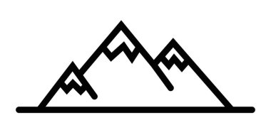 Bir dağ silueti simgesinin basit siyah ve beyaz bir tasarımı. Düzenlenebilir vuruş