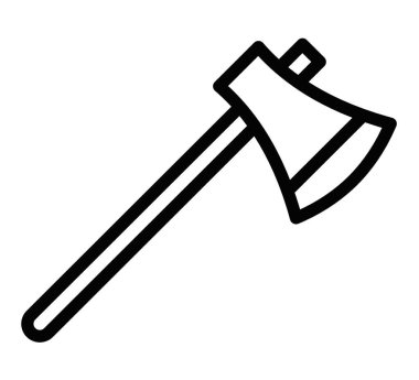 Siyah beyaz bir baltanın minimalist vektör çizimi. Düzenlenebilir vuruş