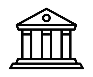 Adliye binasının ya da bankanın siyah-beyaz minimalist temsili. Düzenlenebilir vuruş