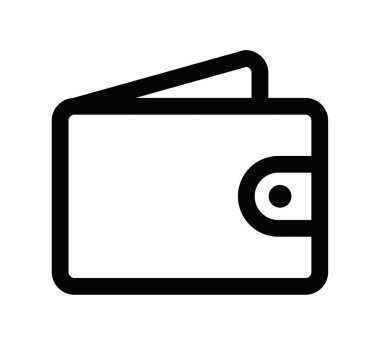 Siyah beyaz cüzdanın minimalist vektör çizimi. Düzenlenebilir vuruş