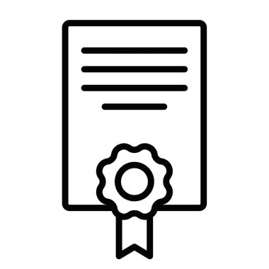 Yuvarlak ödüllü bir sertifikanın vektör çizimi. Sertifika, başarı ve resmi tanınma kavramlarını iletmek için idealdir. Düzenlenebilir vuruş