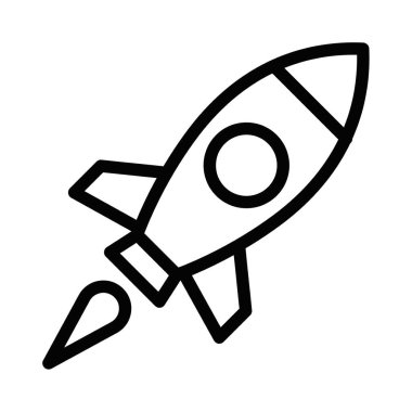 Roket ikonunun vektör çizimi. Başlangıç, yenilik ve uzay keşfi kavramlarını temsil etmek için mükemmel. Düzenlenebilir vuruş