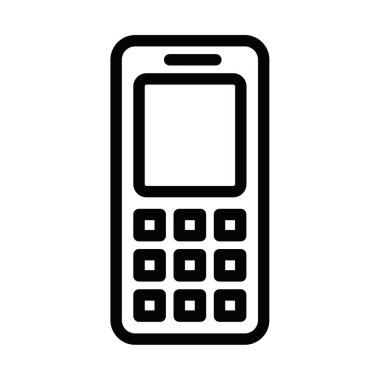 Klasik bir cep telefonu simgesinin vektör çizimi. İletişim, teknoloji ve retro cihazları temsil etmek için mükemmel. Düzenlenebilir vuruş