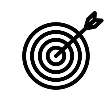 Okun simgesi olan bir hedefin vektör çizimi. Doğruluk, hedef başarısı ve odaklanmayı temsil etmek için idealdir. Düzenlenebilir vuruş