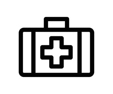 Bir ilk yardım çantasının vektör çizimi. Sağlık, sağlık ve acil durum kavramlarını temsil etmek için ideal. Düzenlenebilir vuruş