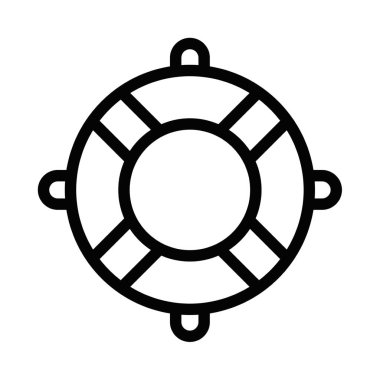 Siyah beyaz bir cankurtaran ikonunun vektör çizimi. Güvenlik, kurtarma ve denizle ilgili tasarımlar için ideal. Düzenlenebilir vuruş