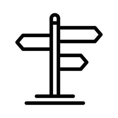 Siyah beyaz bir işaret direği simgesinin vektör çizimi. Navigasyon, yön ve seyahat tasarımları için mükemmel. Düzenlenebilir vuruş