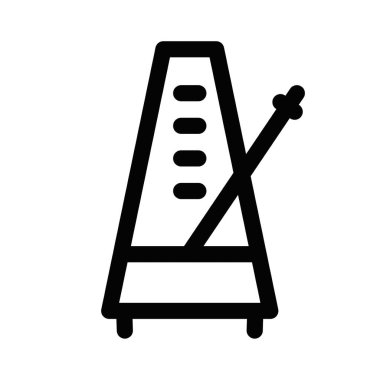 Metronom simgesinin siyah-beyaz vektör çizimi, müzik ve ritimle ilgili tasarımlar için ideal. Düzenlenebilir vuruş