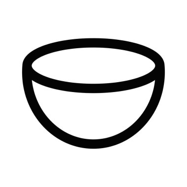 Mutfak ve yemek tasarımları için uygun siyah-beyaz basit bir kase ikonunun vektör çizimi. Düzenlenebilir vuruş