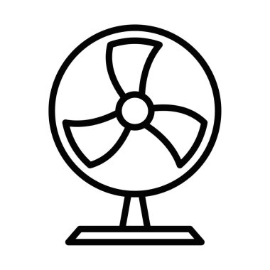 Siyah beyaz bir masa hayranı ikonunun vektör çizimi, ev ve ofis soğutma tasarımları için mükemmel. Düzenlenebilir vuruş