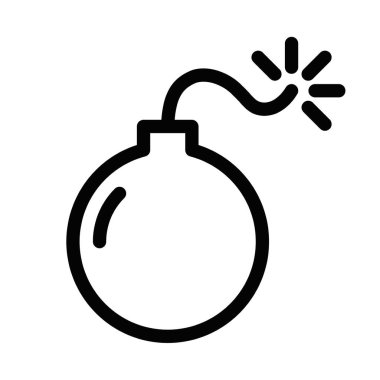 Siyah beyaz bomba ikonunun temsili. Tehlike ve güvenlikle ilgili tasarımlar için mükemmel. Düzenlenebilir vuruş