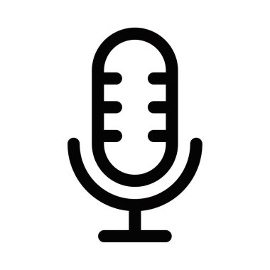 Klasik bir mikrofonun vektör simgesi, ses, müzik veya podcast tasarımları için mükemmel. Siyah ve beyaz, beyaz arka planda izole edilmiş. Düzenlenebilir vuruş