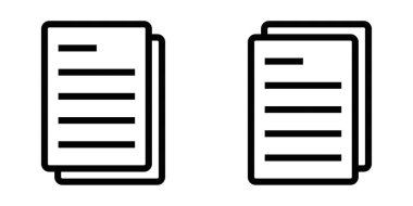 Yığılmış belgelerin vektör simgeleri, birden fazla dosya, evrak veya arşivi temsil etmek için idealdir. Basit siyah beyaz tasarım. Düzenlenebilir vuruş