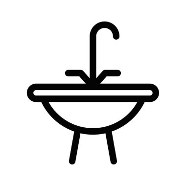 Lavabonun vektör simgesi, banyo ya da mutfak temaları için uygun. Basit siyah beyaz tasarım. Düzenlenebilir vuruş