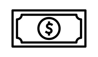 Kağıt dolar vektör simgesi. Düzenlenebilir vuruş