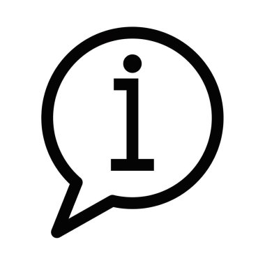 Konuşma balonunda bilgi simgesi, iletişim, yardım ve destek temaları için mükemmel. Vektör çizimi. Düzenlenebilir vuruş