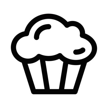 Siyah ana hatlı kek ikonu, fırın, tatlı ve yemek temaları için ideal. Vektör çizimi. Düzenlenebilir vuruş