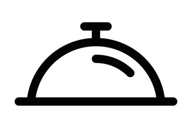 Yemek kapağının vektör simgesi, siyah renkte basit, temiz bir tasarım, restoran, yemek ve yemek temaları için ideal. Düzenlenebilir vuruş