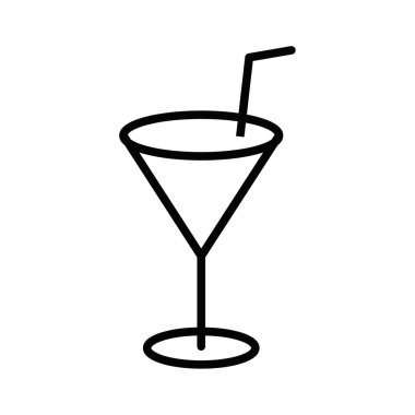 Kamışlı bir kokteyl bardağının vektör simgesi, içkileri, kokteylleri ya da kutlamaları temsil ediyor, bar ve parti temaları için ideal. Düzenlenebilir vuruş