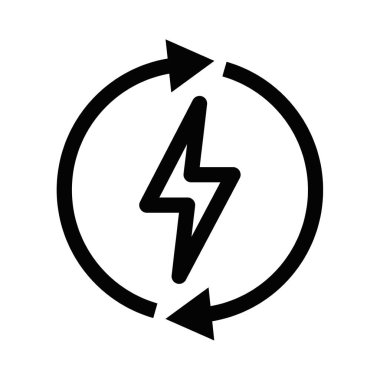 Dairesel oklu elektrik enerji sembolü. Yenilenebilir güç ve sürdürülebilirlik kavramı. Vektör çizimi. Düzenlenebilir vuruş