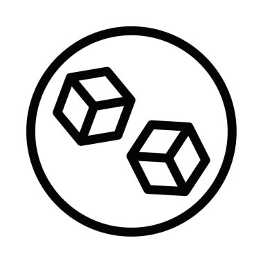 Bir çemberin içinde iki tane 3 boyutlu küp, blok zinciri, teknoloji ve dijital kavramları temsil ediyor. Vektör simgesi. Düzenlenebilir vuruş