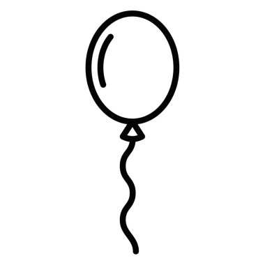 Bir balonun minimalist siyah beyaz çizgi simgesi, kutlamaları, partileri ve eğlenceyi sembolize ediyor. Vektör çizimi. Düzenlenebilir vuruş