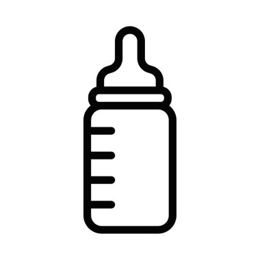 Bebek şişesinin basit bir taslağı. Bebek bakımını ve beslenmesini temsil eden vektör çizimi. Düzenlenebilir vuruş.