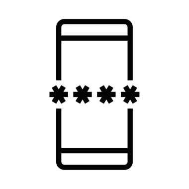 Gezici kilit parola alanının yıldız işaretli minimalist taslağı. Mobil güvenliği ya da mahremiyeti temsil eden vektör çizimi. Düzenlenebilir vuruş.