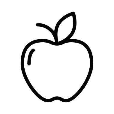 Bir elmanın basit vektör simgesi, sağlığı, besinleri ve taze gıdayı minimalist bir şekilde temsil ediyor. Düzenlenebilir vuruş.