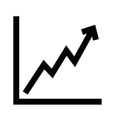 Büyüme grafiğinin minimalist vektör simgesi ve yukarı doğru ok, başarı, büyüme ve iş ilerlemesini temsil ediyor. Düzenlenebilir vuruş.