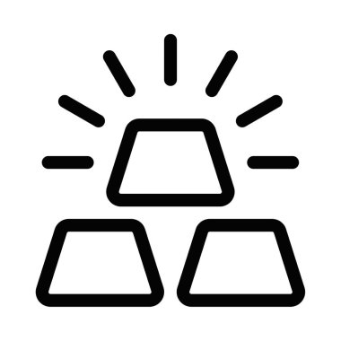 Zenginliği, hazineyi veya yatırımı simgeleyen bir yığın altın içeren basit bir vektör ikonu. Finans, bankacılık veya lüks temalı tasarımlar için idealdir. Düzenlenebilir vuruş.