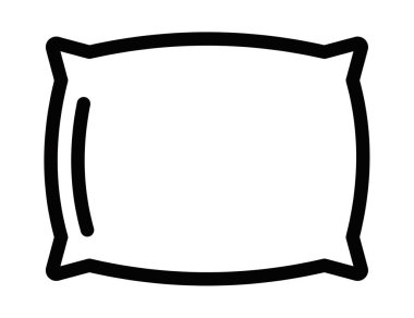 Yatak, uyku, rahatlık ve rahatlama temalı tasarımlar için mükemmel olan bir yastık simgesinin vektör çizimi. Düzenlenebilir vuruş.