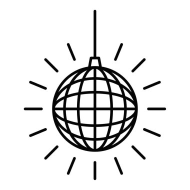 Parti, gece hayatı, dans ve müzik temalı tasarımlar için mükemmel bir disko topu ikonu. Düzenlenebilir vuruş.