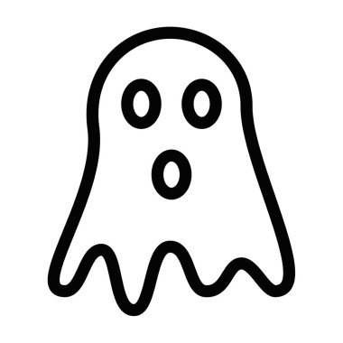 Hayalet ikonunun vektör çizimi, Cadılar Bayramı için mükemmel, ürkütücü ve paranormal temalı tasarımlar. Düzenlenebilir vuruş.