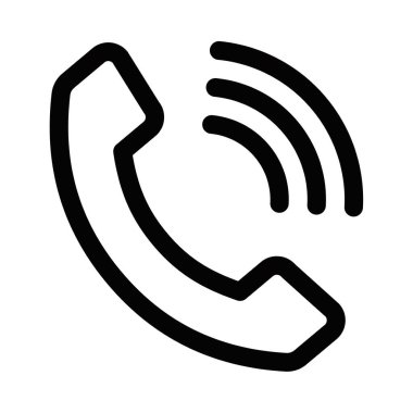 Sinyal dalgaları, iletişim ya da müşteri hizmetlerini temsil eden bir telefon çağrısının minimalist vektör simgesi. Düzenlenebilir vuruş.