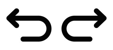 Ters yönlere bakan iki eğri okun vektör çizimi, geri alma, tekrar etme ya da yön bulma anlamına geliyor. Düzenlenebilir vuruş