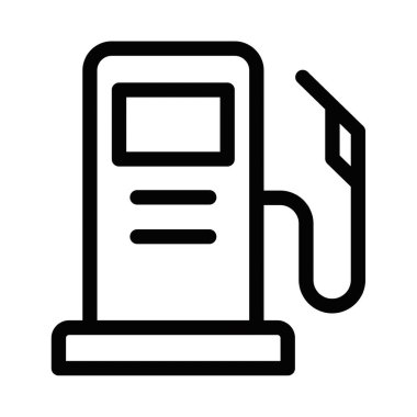 Yakıt, benzin istasyonu veya enerji tüketim temalarını temsil eden bir benzin pompasının vektör simgesi. Düzenlenebilir vuruş