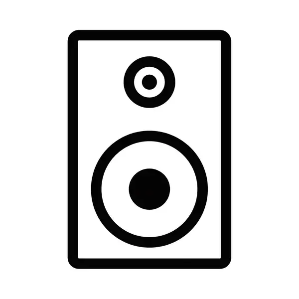 Basit bir siyah hoparlörün vektör simgesi, multimedya ve sesle ilgili grafikler için ideal, beyaz arkaplanda izole edilmiş. Düzenlenebilir vuruş.