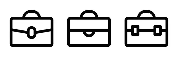 Basit siyah beyaz bir dizaynda üç evrak çantasının vektör çizimi. Düzenlenebilir vuruş