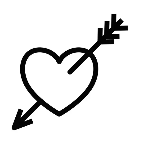Aşk ve romantizmi sembolize eden okla delinmiş bir kalbin vektör simgesi. Düzenlenebilir vuruş