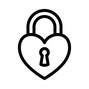 Kalp şeklinde bir kilidin vektör çizimi, aşkta veya ilişkilerde gizlilikte güvenliği sembolize eder. Düzenlenebilir vuruş