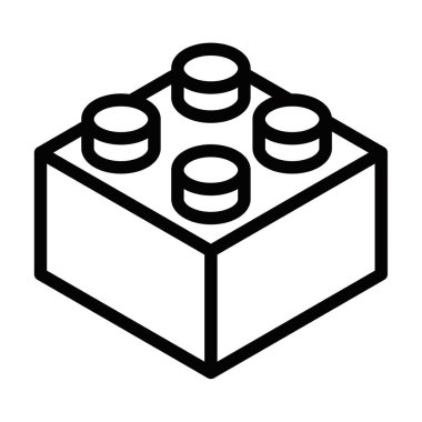 Siyah çizgili minimalist yapı taşı simgesi. Oyuncakları, inşaatı ve yaratıcılığı temsil eden vektör illüstrasyonu. Düzenlenebilir vuruş
