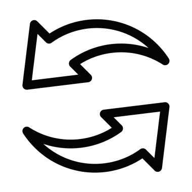 Dairesel şekildeki iki kalın okla senkronize edilmiş. Senkronizasyonu ya da veri alışverişini sembolize eden vektör illüstrasyonu. Düzenlenebilir vuruş